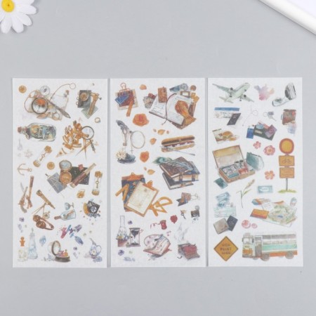 Stickers for creativity Paper "Travel and Art" set 3 sheets 10x20 cm