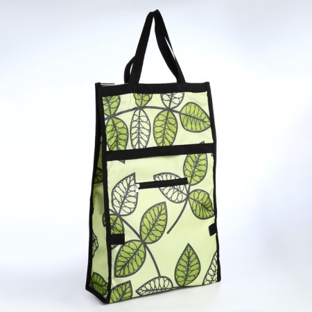 Folding bag on Velcro, 2 wheels, green color