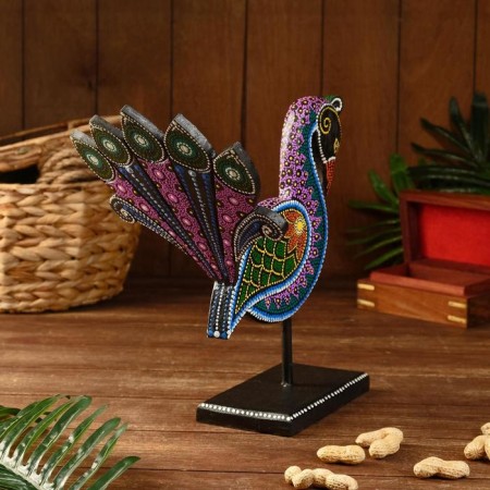 Souvenir "Peacock" wood, on a stand 27x10x35 cm-2