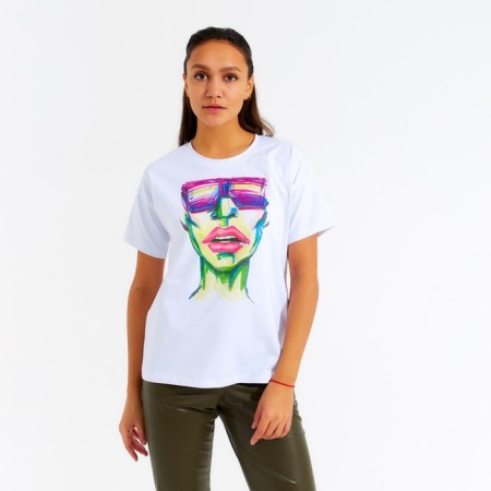 Women's T-shirt Minaku "Girl" Color White, Rr. 52