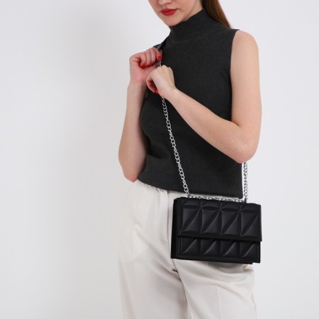 Women's bag on the valve, 22x15x6 cm, black color-9