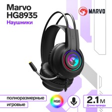 Наушники MARVO HG8935, игровые, полноразмерные, микрофон, USB, 2.1м, подсветка, чёрные