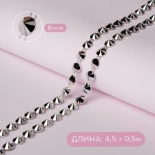 Metallized “cone” braid, 8 × 8 mm, 4.5 ± 0.5 m, silver color