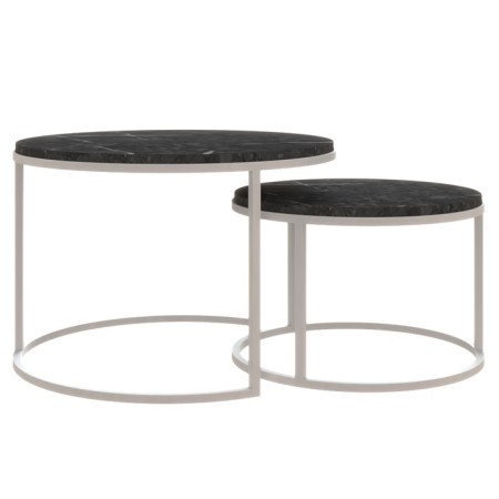 Tables Journal Loft DQ No. 2 Duae (set), D605 (475), H420 (320), f/n Black marble, m/c white 1