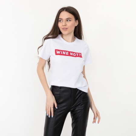 Women's T-shirt KAFTAN "Wine Not", White, rr 40-42