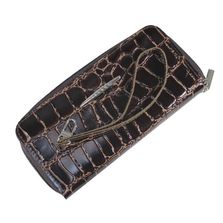 Women's wallet, lightning, brown crocodile color