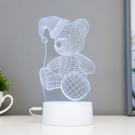 Touchscreen lamp "Bear in a hat" LED 7 USB colors/from white batteries
