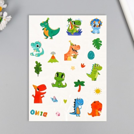 Tattoo on the body color "Cartoon dinosaurs" MIX 24x14.5 cm-2