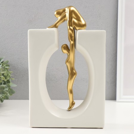 Souvenir Ceramics "Support Close" White with gold 5x17.5x28 cm-3