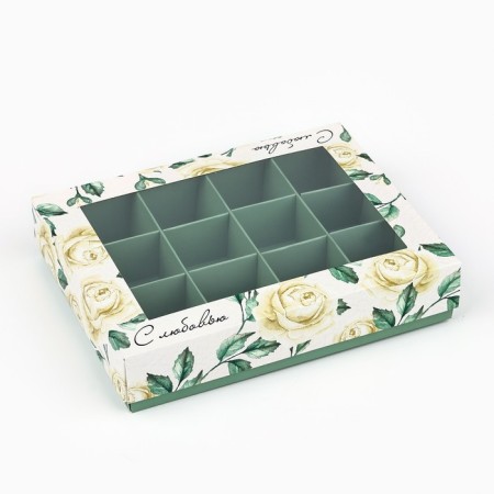 Folding box under 12 sweets "with love", 14.4 x 18.4 x 3.8 cm