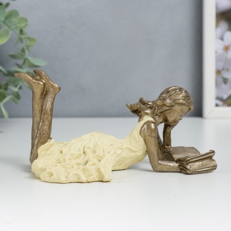 Polystone souvenir "Girl reads a book, yellow dress" 6.5x9x14 cm-1
