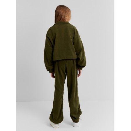 Брюки для девочки MINAKU: Fleece Soft, цвет хаки, рост 164 см-3