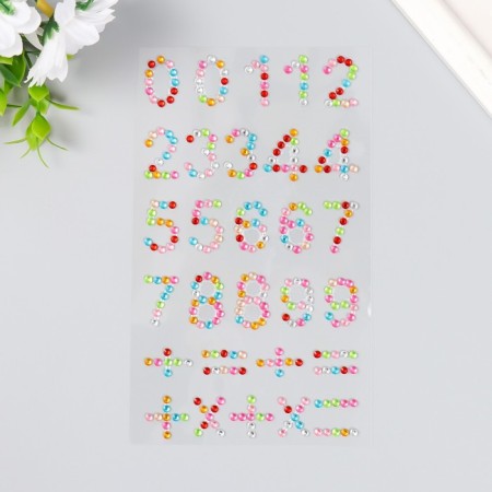 Stick plastic rhinestones "numbers" mix 10x23 cm-3