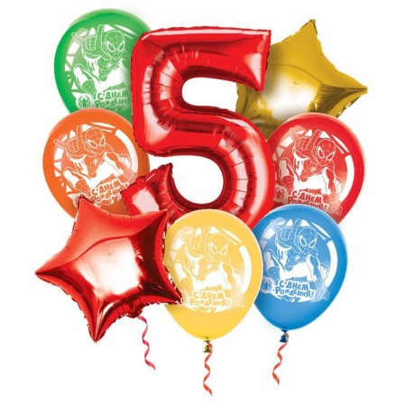 Balloons, a set "Happy Birthday 5 Years", Spider-Man