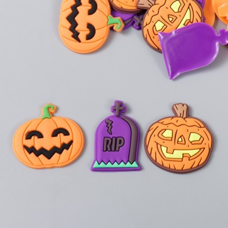 Decor for creativity Rubber "Pumpkin for Halloween" set of 15 pcs mix 2.8x3 cm