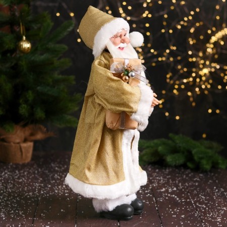 Santa Claus "in a cap, a gift and berries" 46 cm, gold-1