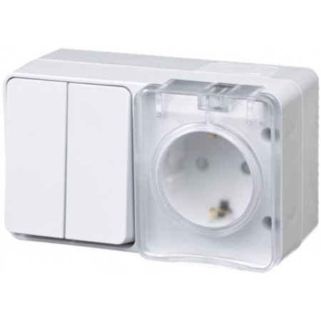 Block, OP, AtlasDesign Profi54 Sche Atn540174, 2 Key, Rosette, 16a, White Color