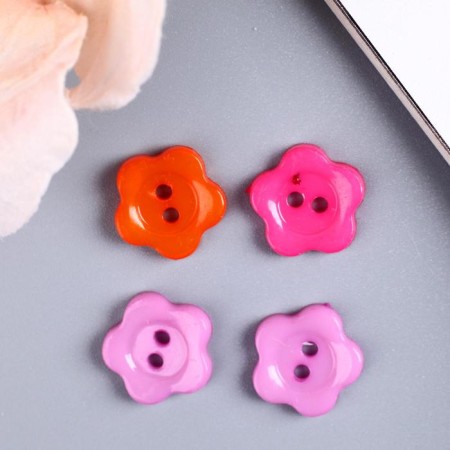 A set of buttons of decorative plastic "flowers" 1.2x1.2 cm, mix-1