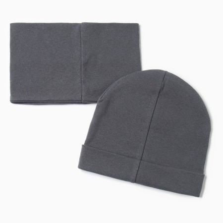 Children's cap KAFTAN with snood, rr 46-50, graphite-3