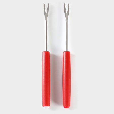 Ceramic set for Fondu "Glacock", 300 ml, 2 skewers, red color-2