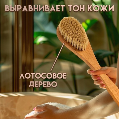 Massage brush with a long handle, natural bristles "Dobroparov" 38.5cm x 8cm x 4.5cm-4