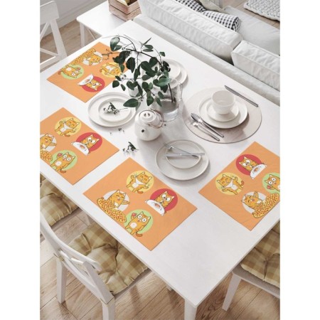 Set of napkins for setting the table "Cat Style", rectangular, size 32x46 cm, 4 pcs