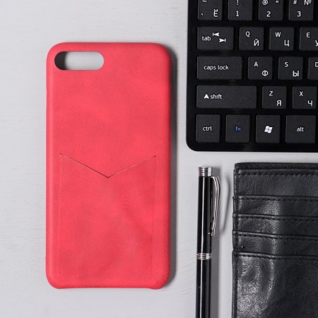 Luazon cover for iPhone 7 Plus/8 Plus, with a compartment for cards, leatherette, red-1