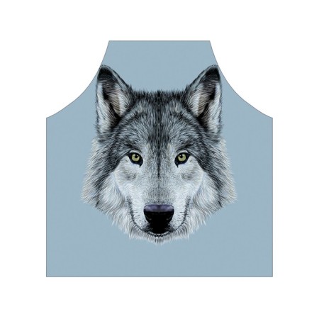 Apron kitchen with a “wolf look” photo print, adjustable, size OS-2
