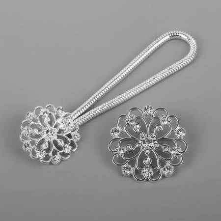 Decorative fastener "Circle", 9.5 × 3 cm, silver color-1