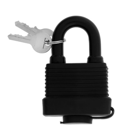 Lockland hinged lock, 50 mm, moisture -proof, short handle, 2 keys, black color-7