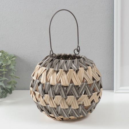 Climber Plastic for 1 candle "zigzag strips" gray-beige 10x21x19 cm-1