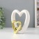 Ceramics candlestick for 1 candle "heart" white with gold 12.7x5.5x12.2 cm