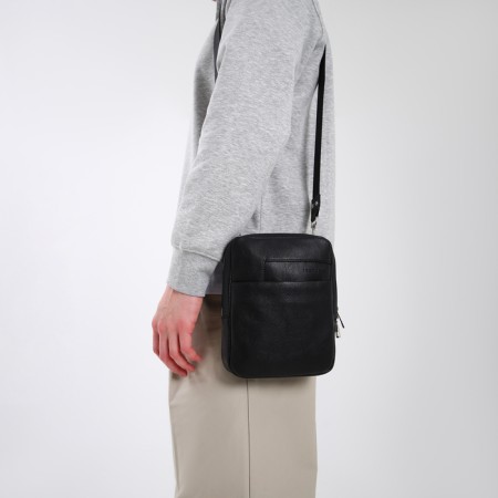 Male bag over the shoulder, Textura, artificial leather, black color-8