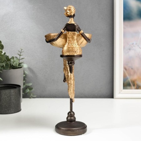 Souvenir Polystone stand "African with a dish, in a gold outfit" 31.5x10.5x12.5 cm-3