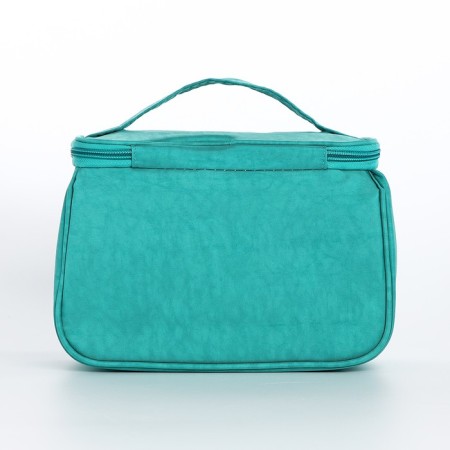 Cosmetic bag with zipper, turquoise color-1