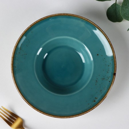 Ceramic plate for Magistro paste "Cerera", 160 ml, d = 21 cm, blue color-2