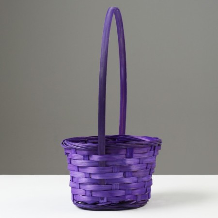 Wicker basket, d17 x 9 x 30 cm, purple, bamboo-1
