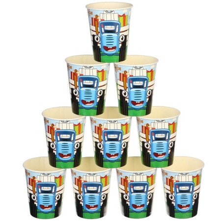 Birthday glass "Happy Birthday!", 250 ml, blue tractor-3