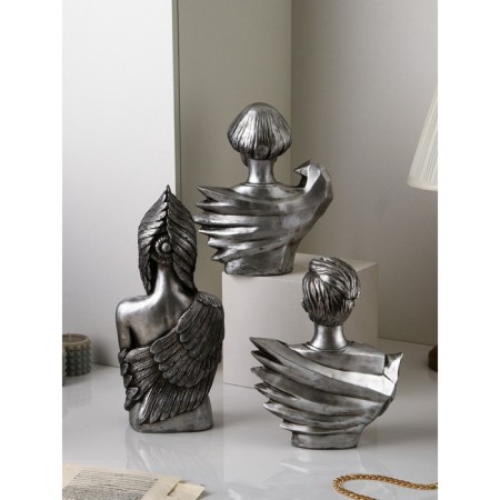 Set of figures "Woman Warrior", polystone, 42 cm, silver color-3