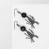 Earrings "Spiders" with bead, black-gray color in silver