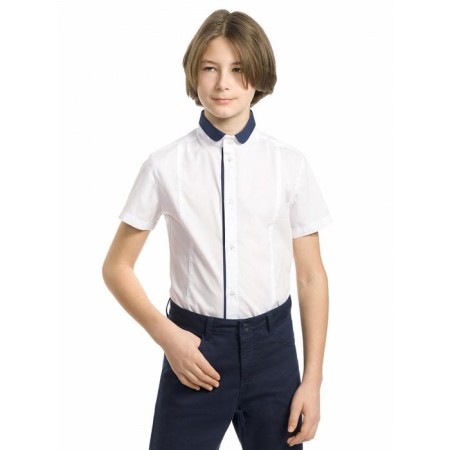 Short -sleeve shirt for Pelican boy, height 128 cm, white color