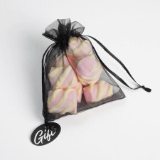 Boat Gift Organza Black “Gift”, with a nameplate, 10 x 12 cm +/- 1.5 cm