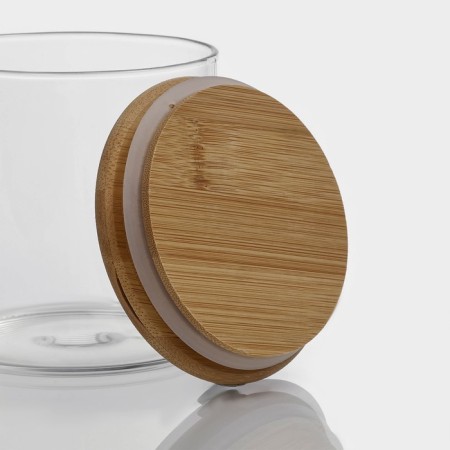 Glass Bank for bulk products with a bamboo cover "Eco", 550 ml, 10 × 10.5 cm-4