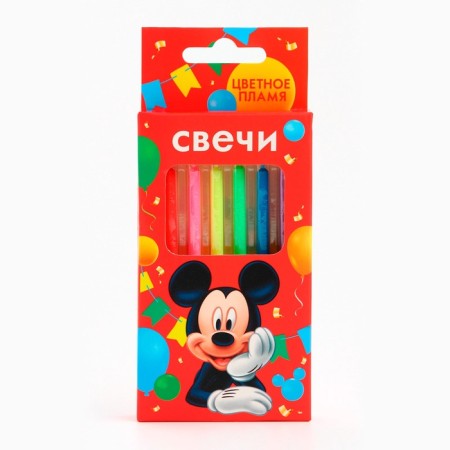 A set of candles in a cake 6 pieces, with a colored flame, Mickey Mouse-3