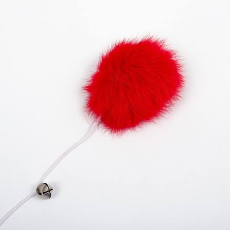 Testing "Fluff" on a wooden stick, with a bell, 36 cm, red-1