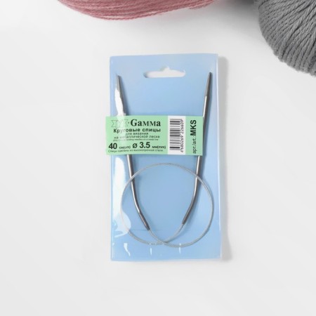 Knitting needles, circular, with a metal cable, d = 3.5 mm, 40 cm-2