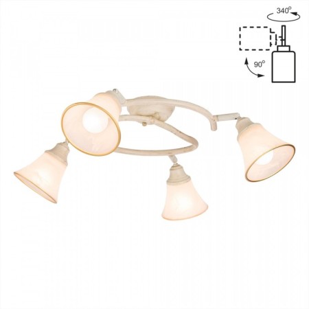 Ceiling chandelier Citilux "Provence" CL511144, 60x60x19 cm, 4x60W, E14, white color