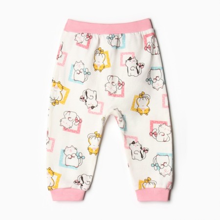 Pants children, white color/kittens, height 68 cm-3