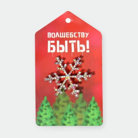 Brooch New Year's "snowflake" is small, rainbow color in silver