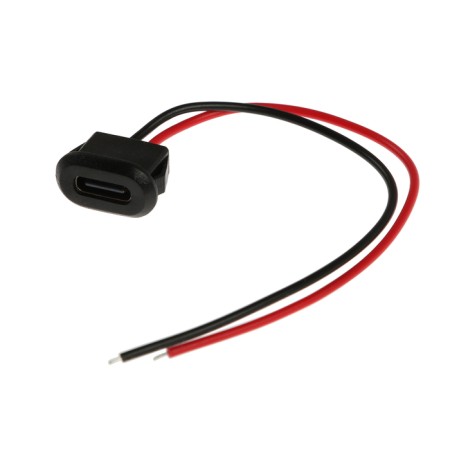 Type-C connector with a wire 10 cm, 2 pin, 2.1 a, 5 V, black